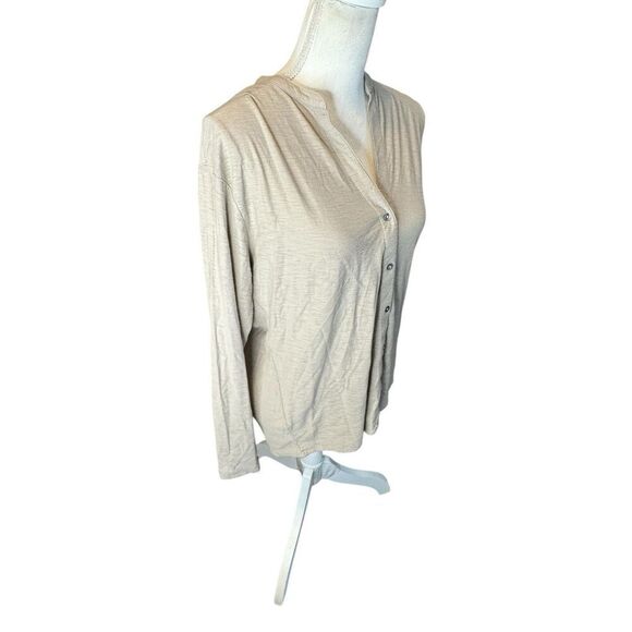 James Perse women's Oatmeal button down modal/cotton blend SHIRT Sz 3 - Picture 2 of 5
